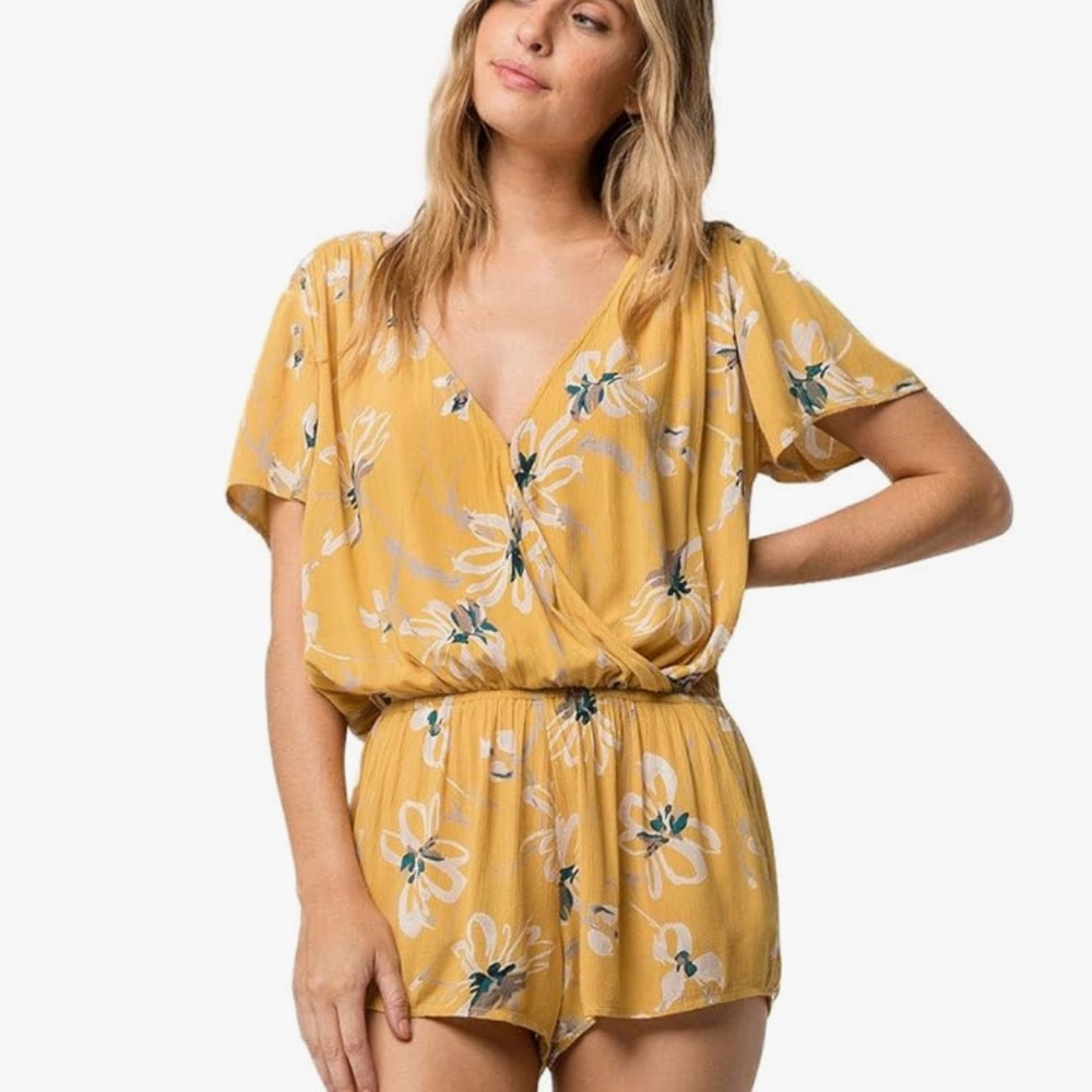 O'NEILL Women's Charlene Short Romper, Goldie, S (NWT)